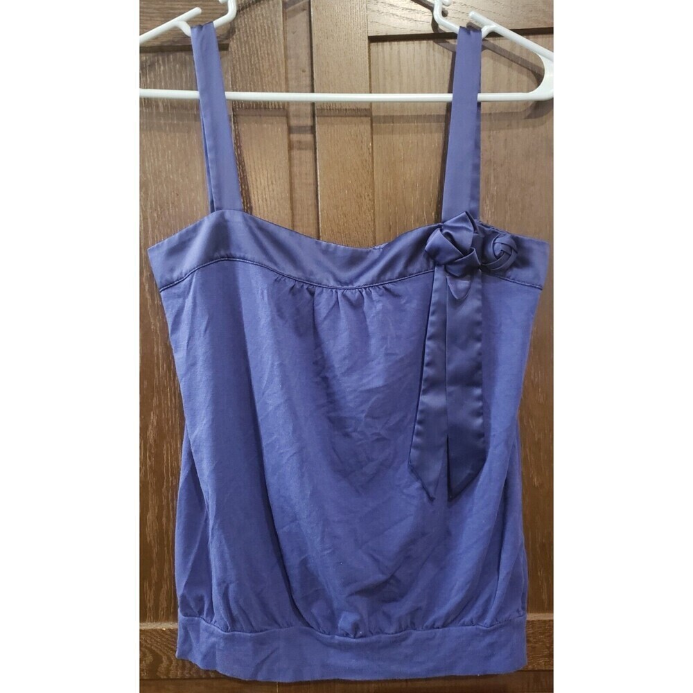 ~ Ann Taylor Loft Women's Top Size S Tank Camisole Satin‎ Trim With Bow, EUC ~